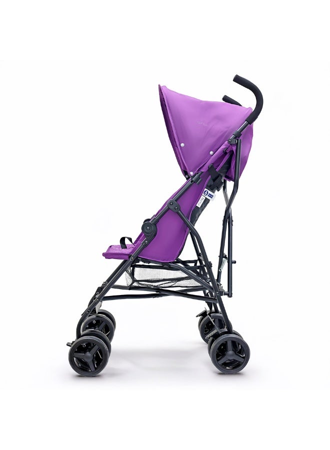 Nurtur Leo Travel Lightweight Stroller Pro – Compact Fold, Adjustable and removable Sun Canopy, Portable Buggy for Toddlers 6-36 Months, Easy Fold, Shopping Basket, 5 point Harness, Padded seat & Backrest, Swivel front wheels with lock  - Purple - Image 2