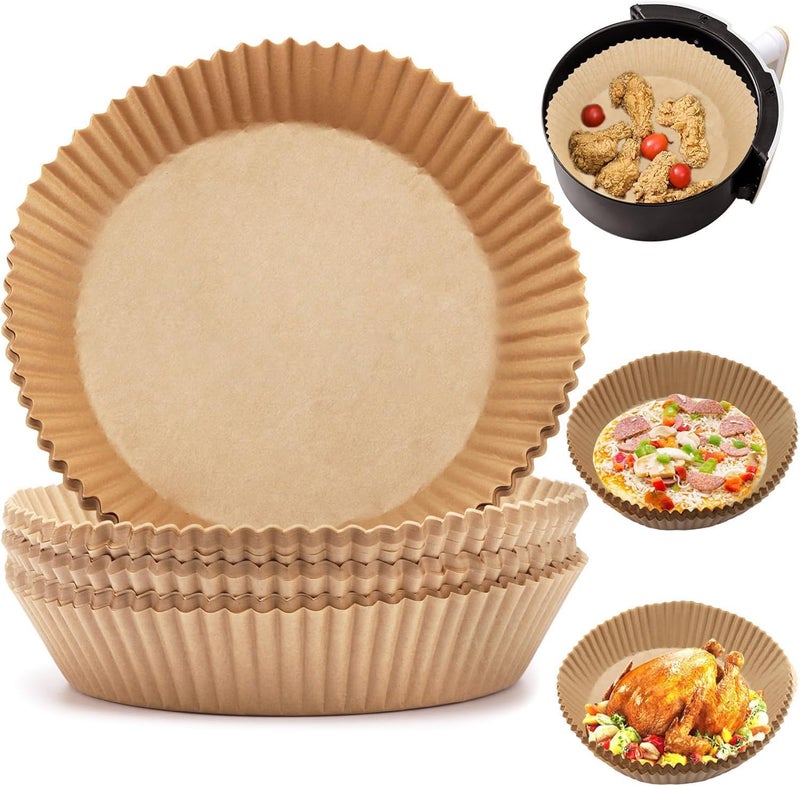 KESOLL KESOLL Air Fryer Disposable Standard Paper Liners Oil Proof Parchment Sheets Round Airfryer Paper Basket Bowl Liner for Baking Cooking Food 200Pcs  - Image 1