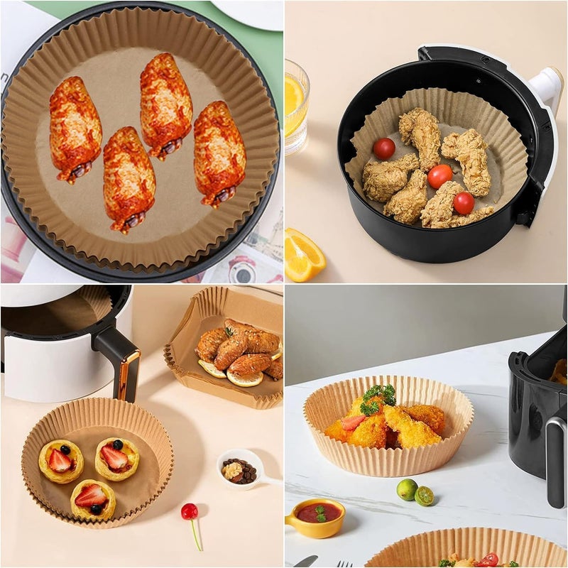 KESOLL KESOLL Air Fryer Disposable Standard Paper Liners Oil Proof Parchment Sheets Round Airfryer Paper Basket Bowl Liner for Baking Cooking Food 200Pcs  - Image 2