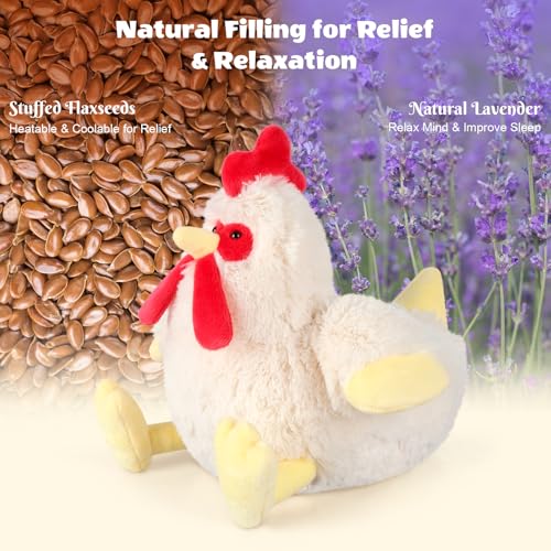 SuzziPals Chicken Stuffed Animal Microwavable Stuffed Animals Heating Pad for Period Cramps Cuddly Chicken Plush Toys for Warmth Comfort Rooster Plushies Gifts for Adults Kids - Image 5
