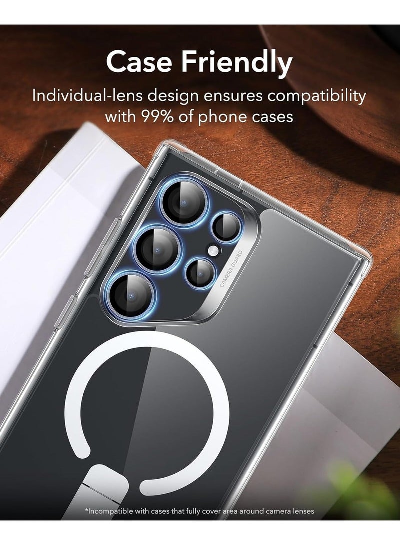 (3+2PCS) واقي عدسة الكاميرا لجهاز سامسونج جالاكسي S25 ألترا 5G، غطاء عدسة كاميرا زجاج مقسى 9H، حلقة معدنية فردية [صينية تركيب][أداة إزالة][متوافق مع الجراب] - ذهبي - Image 4