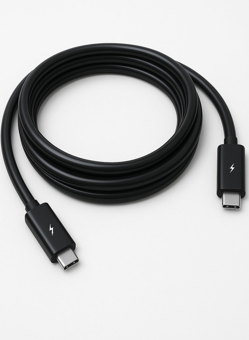 فوجيشكا كابل ثندربولت بطول 3 متر – من نوع USB-C إلى USB-C – شحن سريع حتى 100 واط – متوافق مع ماك بوك إير، جالاكسي، Apple TV وغيرها – أسود  - Image 1