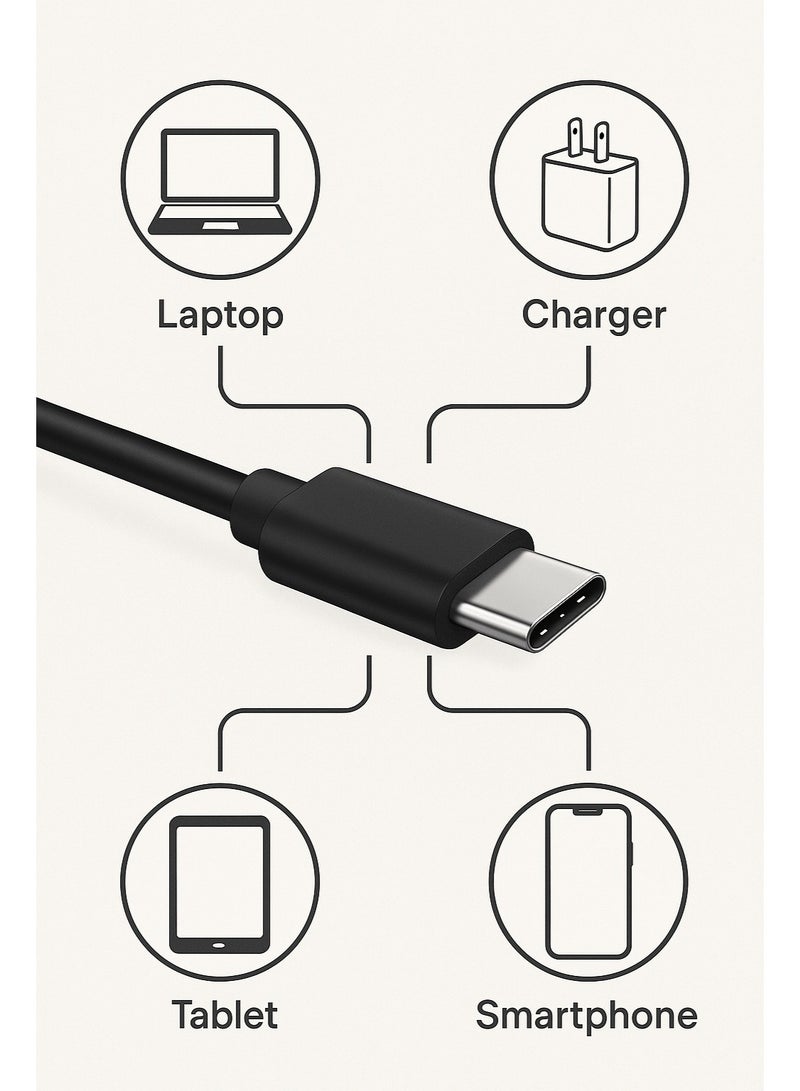 فوجيشكا كابل ثندربولت بطول 3 متر – من نوع USB-C إلى USB-C – شحن سريع حتى 100 واط – متوافق مع ماك بوك إير، جالاكسي، Apple TV وغيرها – أسود  - Image 4