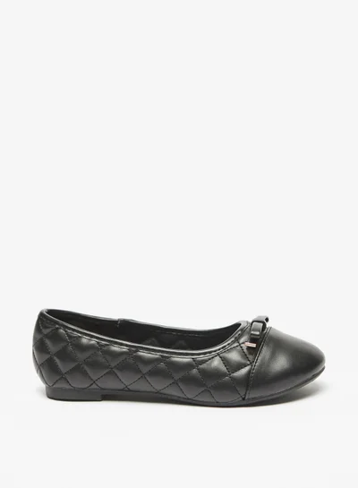 فلورا بيلا من شو إكسبرس Girls Slip On Textured Ballerina Shoes With Bow Accent By Shoexpress
