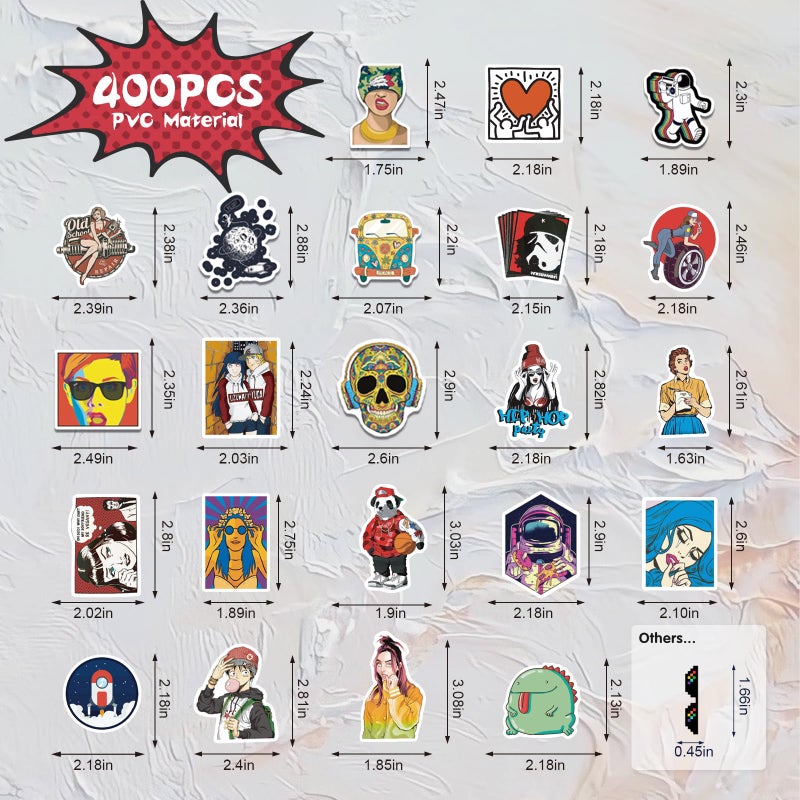 Arme Stickers Pack, 400 PCS Cool Stickers Decals, Random Sticker for Waterbottles Laptop Computer Vinyl Waterproof Sticker, Skateboard Stickers for Adults - Image 2