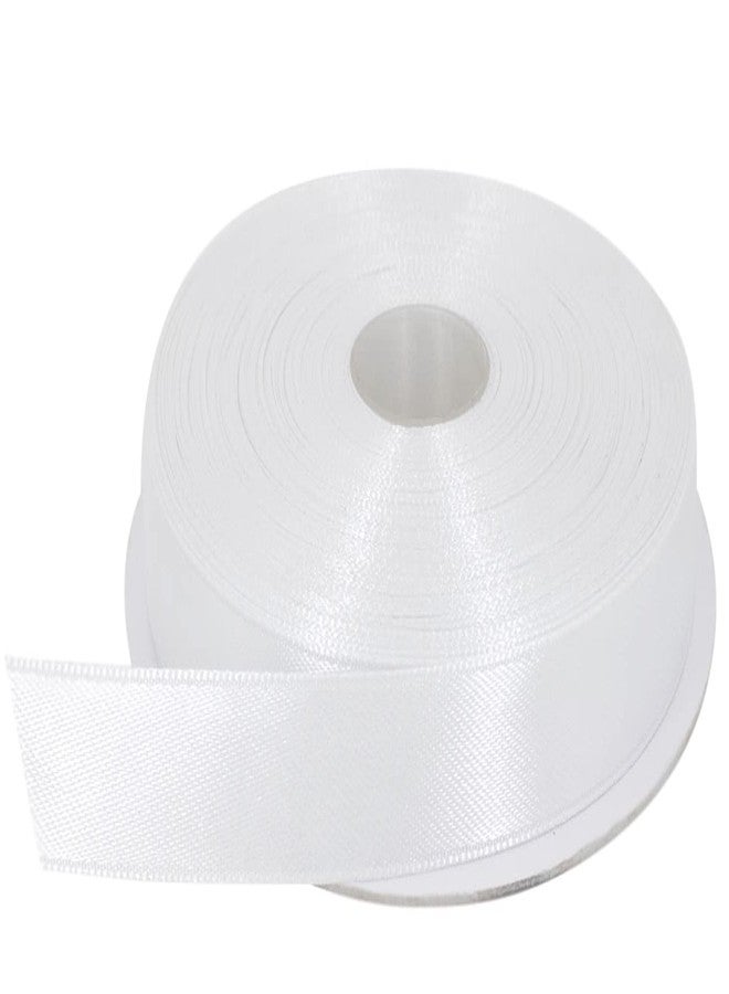 Stuffvisor White Satin Ribbon, 1/2 inch x 50 Yards, Double Face Solid Color, Thick and Durable Ribbon Roll, 100% Polyester for Gift Wrapping, Crafts, Hair and Decorations - Image 1