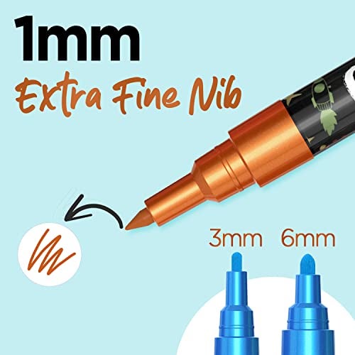 Chalkola Extra Fine Tip Metallic Chalk Markers (10 Pack, 1mm Point) - Liquid Chalk Pens for Chalkboard, Blackboard, Bistro Menu, Car Windows, Glass, Acrylic Board - Thin Erasable Wet Erase Paint Ink - Image 3