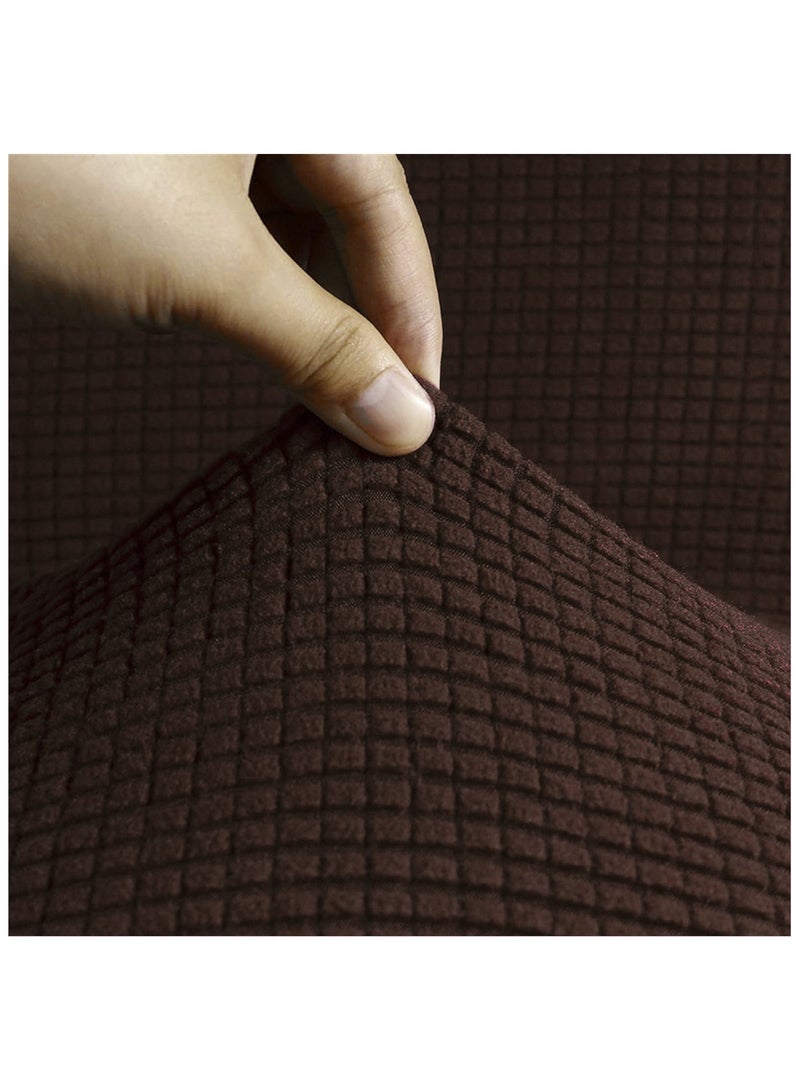 Fabienne Stretch Fit 4-Seater Sofa Cover Soft Brushed Fabric Couch Cover Exquisitely Full Coverage Furniture Protector Slipcover Four Seater Fits on Standard and Recliner Sofa 235-300cm Size Brown - Image 4