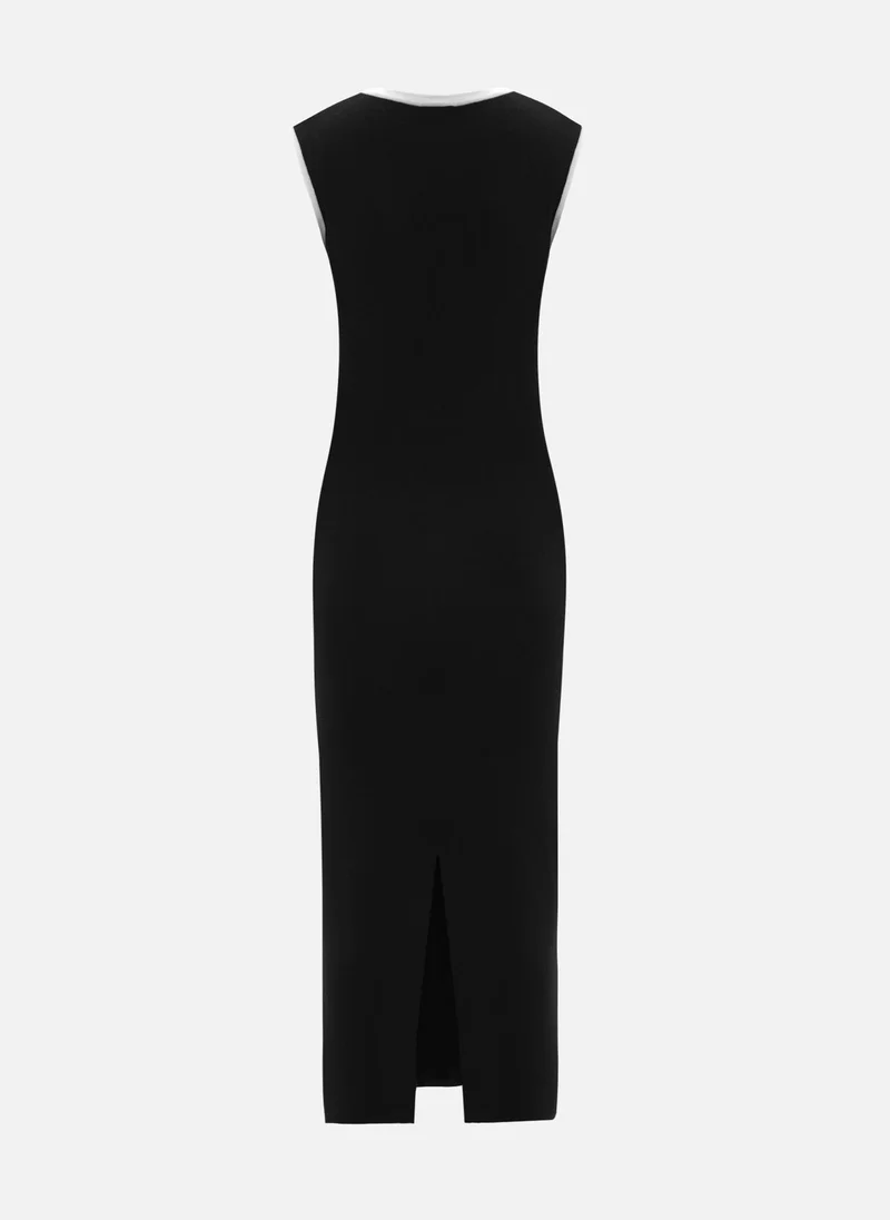 Lichi Sleeveless knitted midi dress with contrasting details