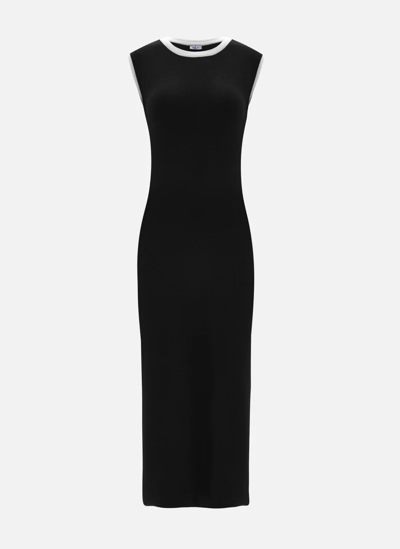 Lichi Sleeveless knitted midi dress with contrasting details