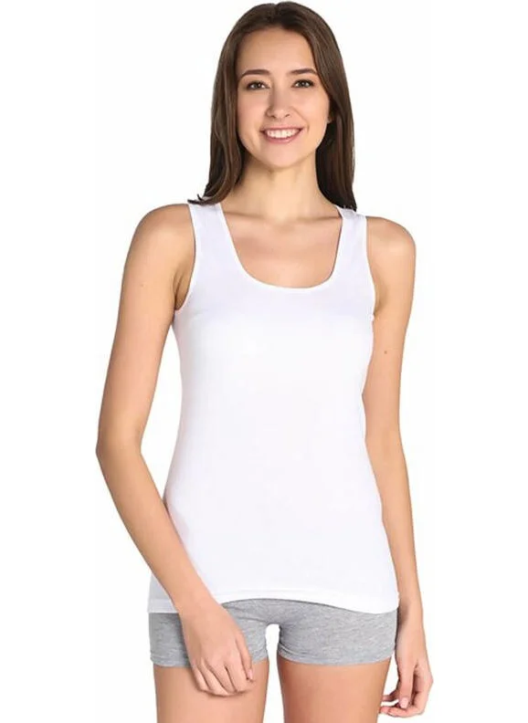 Tutku Women's Large Size Ribbed Wide Strap Singlets 6 Pack 0136