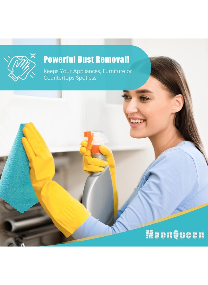 MOONQUEEN MOONQUEEN 12 Pack Microfiber Cleaning Cloth  Reusable Cleaning Rag Fast Drying Cleaning Towels12X12 GreenBlueYellowPink  - Image 5