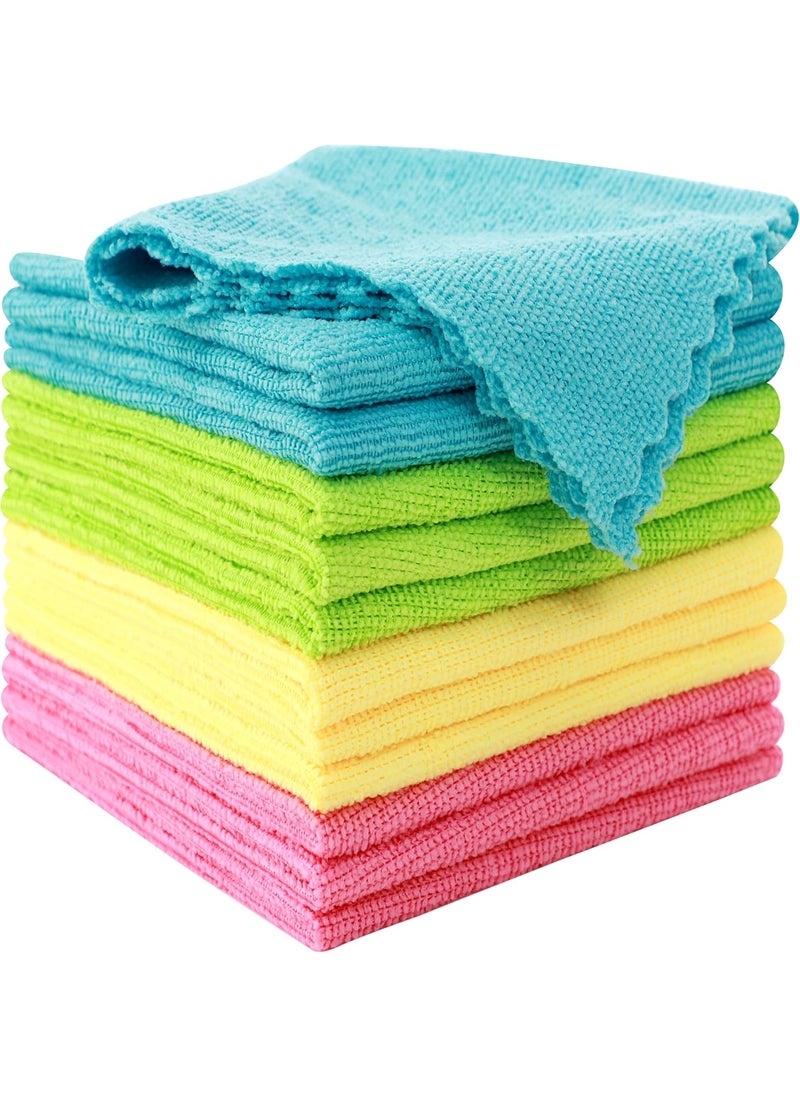 MOONQUEEN MOONQUEEN 12 Pack Microfiber Cleaning Cloth  Reusable Cleaning Rag Fast Drying Cleaning Towels12X12 GreenBlueYellowPink  - Image 1