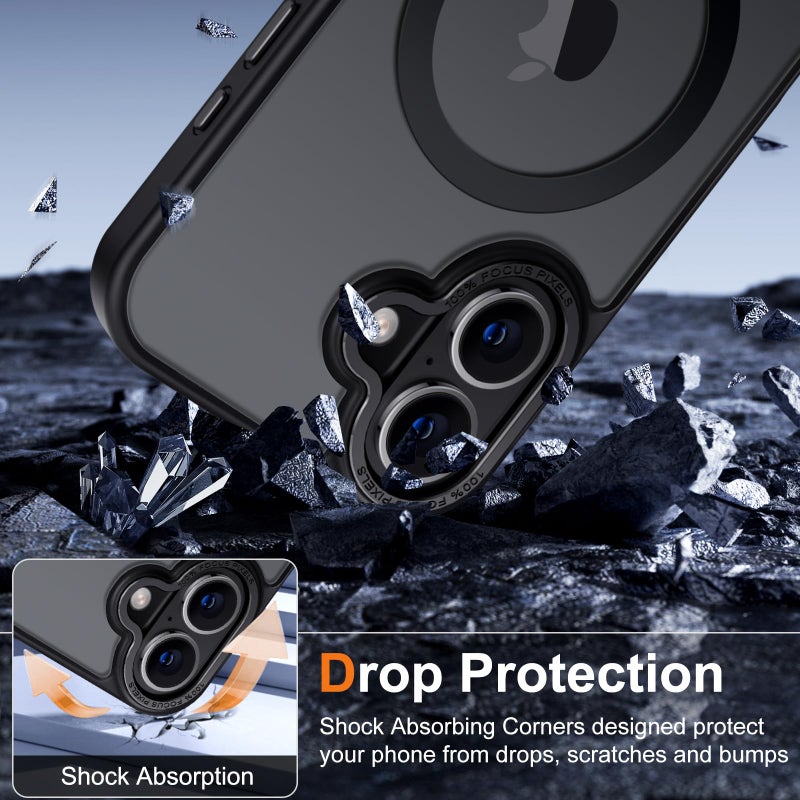 Hython Case for iPhone 17 Case Magnetic Translucent Matte Phone Cases 6.3" [Compatible with MagSafe] Thin Slim Fit Shockproof Bumper Hard Protective Cover for Women Men Girls, Frosted Black - Image 5