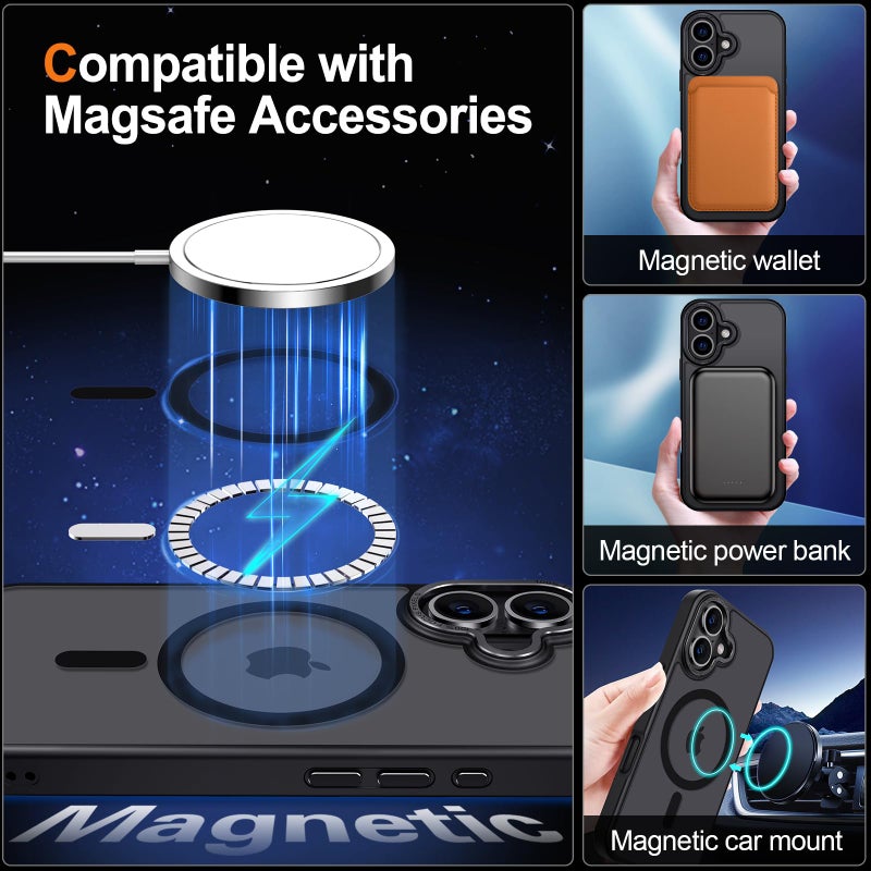 Hython Case for iPhone 17 Case Magnetic Translucent Matte Phone Cases 6.3" [Compatible with MagSafe] Thin Slim Fit Shockproof Bumper Hard Protective Cover for Women Men Girls, Frosted Black - Image 3