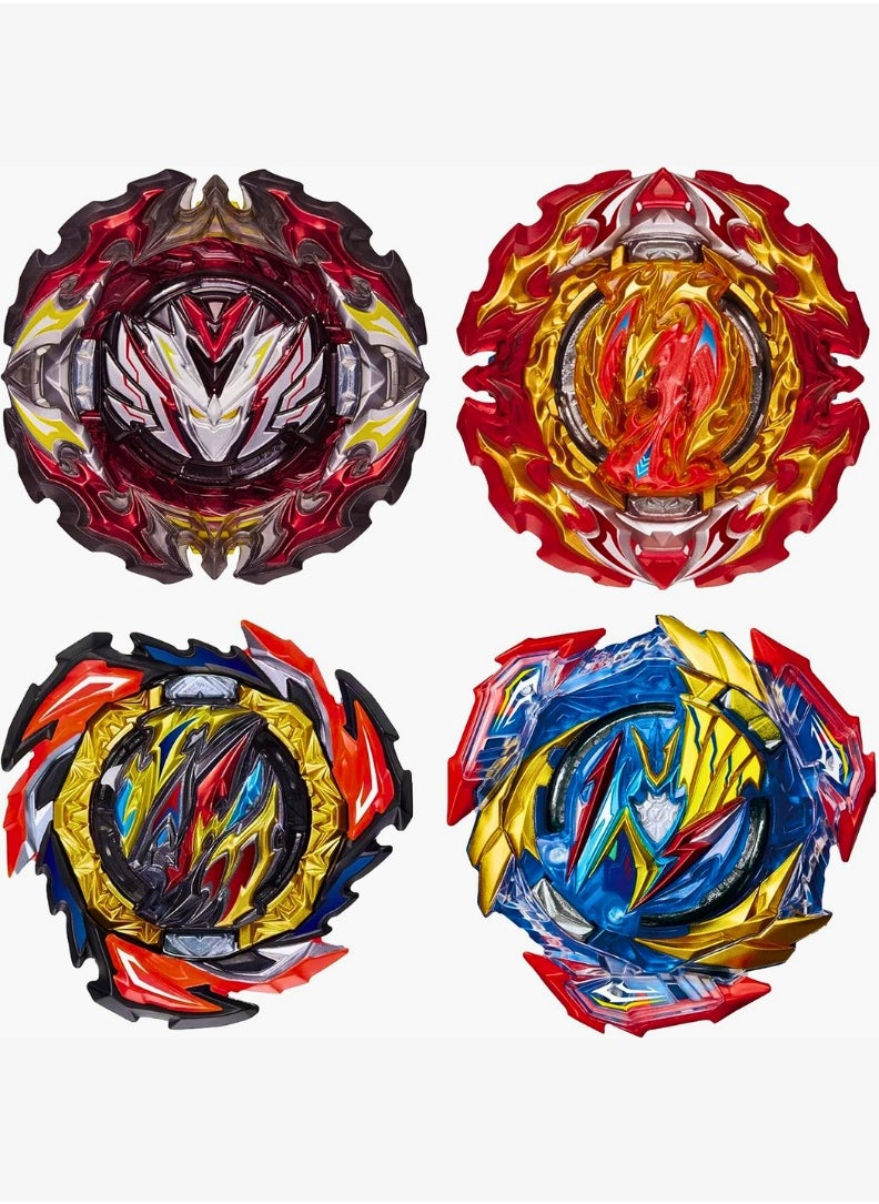GYRO BURST SAMURAI - Gyro burst samurai metal assembled set of 4 spinning top with launcher 2-way, bey battling top for boys with box, gyro spinner burst combat fighting toy, kids battle toys for competition - Red - Image 1