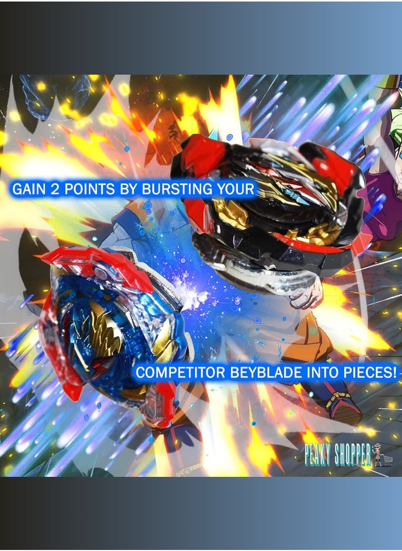 GYRO BURST SAMURAI - Gyro burst samurai metal assembled set of 4 spinning top with launcher 2-way, bey battling top for boys with box, gyro spinner burst combat fighting toy, kids battle toys for competition - Red - Image 1