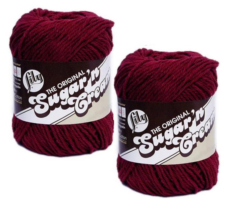 Lily Sugar 'n Cream 100% Cotton Limited Edition Yarn ~ 2-Pack (Wine #0015) - Image 4