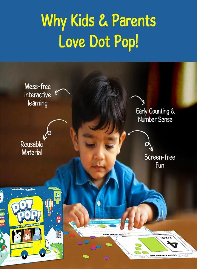 GiniMini DOT POP! Activity Kit for Kids 2-5 | 150+ Elements | Colour, Counting, Sorting & Matching Games | Early Learning, Motor Skills | Reusable, Mess-Free & Screen-Free Fun (DOTPOP) - Image 3
