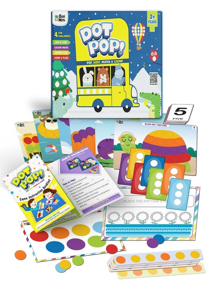 GiniMini DOT POP! Activity Kit for Kids 2-5 | 150+ Elements | Colour, Counting, Sorting & Matching Games | Early Learning, Motor Skills | Reusable, Mess-Free & Screen-Free Fun (DOTPOP) - Image 1