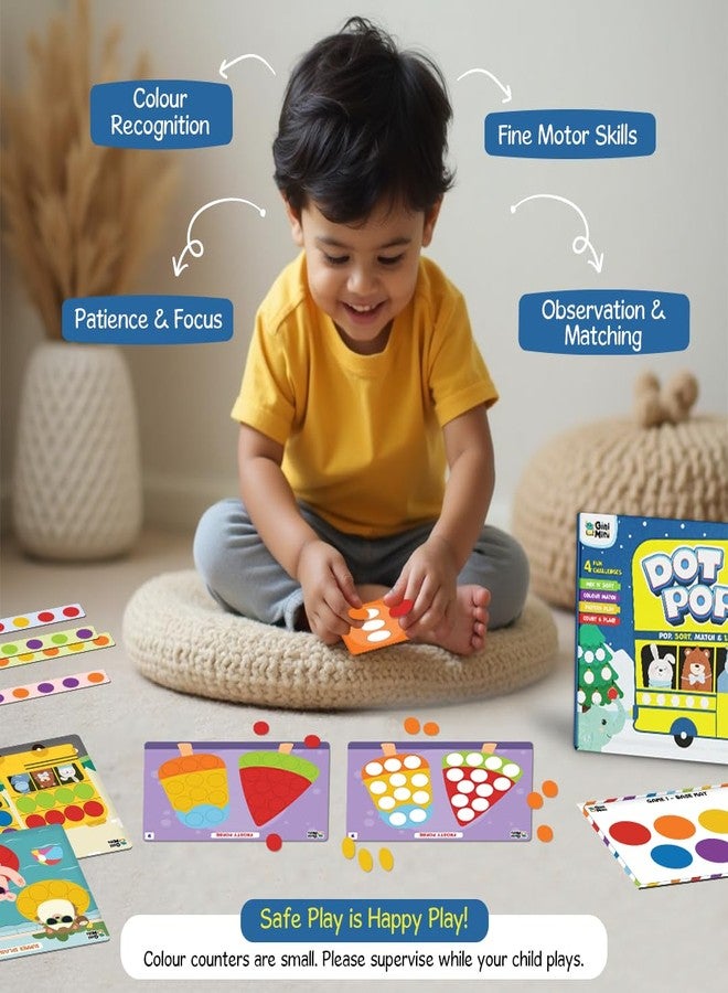 GiniMini DOT POP! Activity Kit for Kids 2-5 | 150+ Elements | Colour, Counting, Sorting & Matching Games | Early Learning, Motor Skills | Reusable, Mess-Free & Screen-Free Fun (DOTPOP) - Image 4