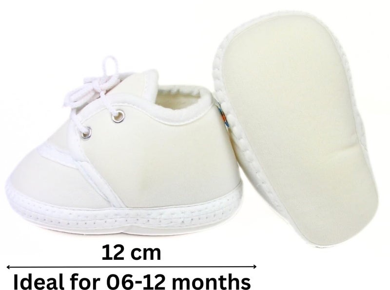 Neska Moda 6 To 12 Months Baby Boys & Baby Girls Cute Soft Cotton Pre-Walker Lace Booties (White)-BT2157 - Image 4