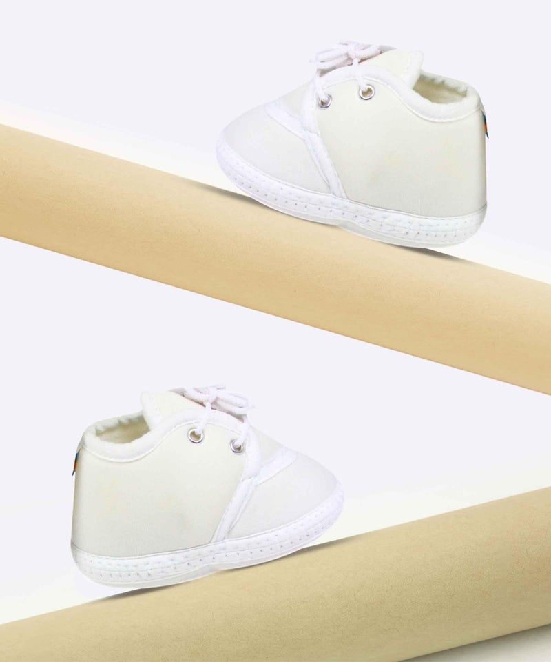 Neska Moda 6 To 12 Months Baby Boys & Baby Girls Cute Soft Cotton Pre-Walker Lace Booties (White)-BT2157 - Image 5