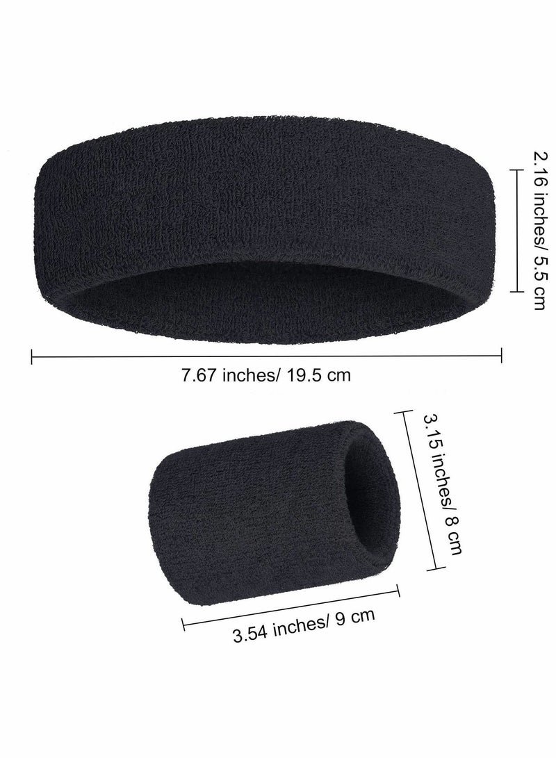 Loquat Sweatbands Set Includes Sports Headband and Wrist Cotton Striped Sweat Band for Athletic Men Women, 2 x Sweatband headband, 4 wristbands - Image 5