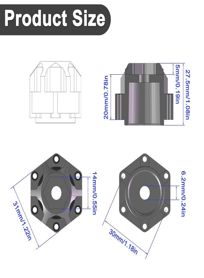 LRFHL 1/10 6x30 to 14mm Aluminum Hex Adapters 20mm Thickness for 1/10 Proline Arrma Senton Granite Wheel Hex Hub Adapter Upgrade Parts (Black) - Image 5