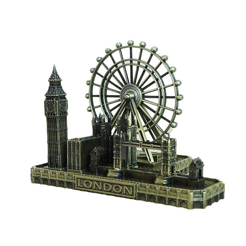 Unionup Metal London Eye Big Ben Tower Bridge Model Church Building Souvenir Memorial Europe Style House Decoration 