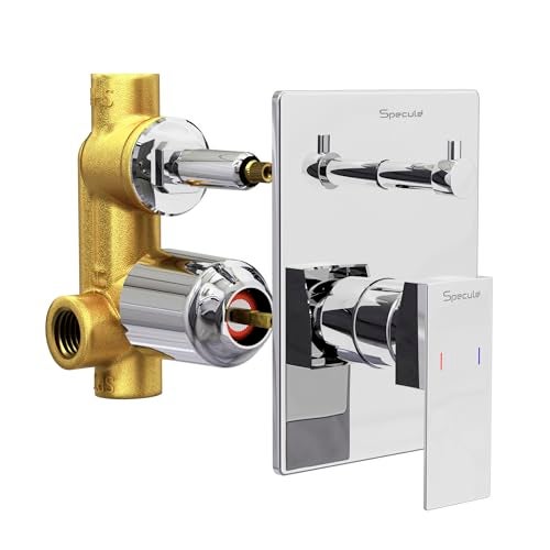 Specule Brass, Concealed Body High Flow Diverter | With Exposed Part Kit | Bathroom Shower System | Bathroom Mixer | Diverter set for Bathroom | Chrome Finish (Cubix) - Image 1