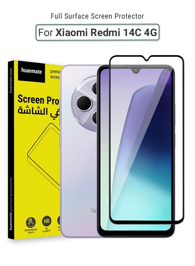 هووانميت واقي شاشة لهاتف شاومي ريدمي 13 سي 4 جي - زجاج مقسى ممتاز من الحافة إلى الحافة، شفافية عالية، لمسة رقيقة، مضاد للانفجار، حواف مقوسة ناعمة، سهل التركيب - Image 1