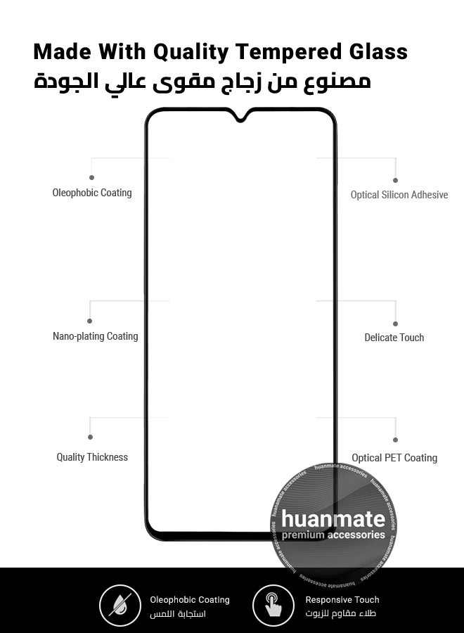 هووانميت واقي شاشة لهاتف شاومي ريدمي 13 سي 4 جي - زجاج مقسى ممتاز من الحافة إلى الحافة، شفافية عالية، لمسة رقيقة، مضاد للانفجار، حواف مقوسة ناعمة، سهل التركيب - Image 5