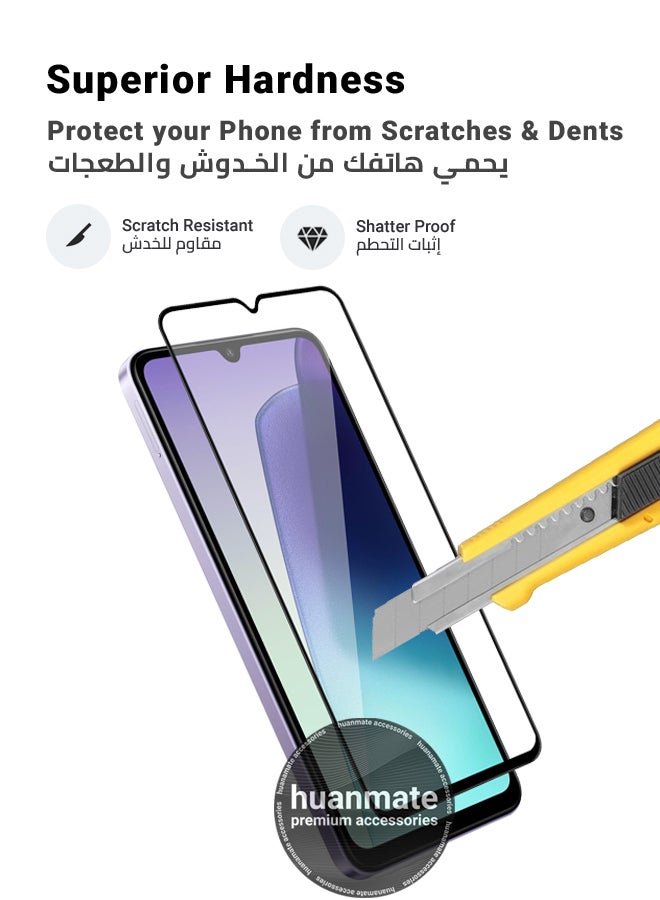 هووانميت واقي شاشة لهاتف شاومي ريدمي 13 سي 4 جي - زجاج مقسى ممتاز من الحافة إلى الحافة، شفافية عالية، لمسة رقيقة، مضاد للانفجار، حواف مقوسة ناعمة، سهل التركيب - Image 3