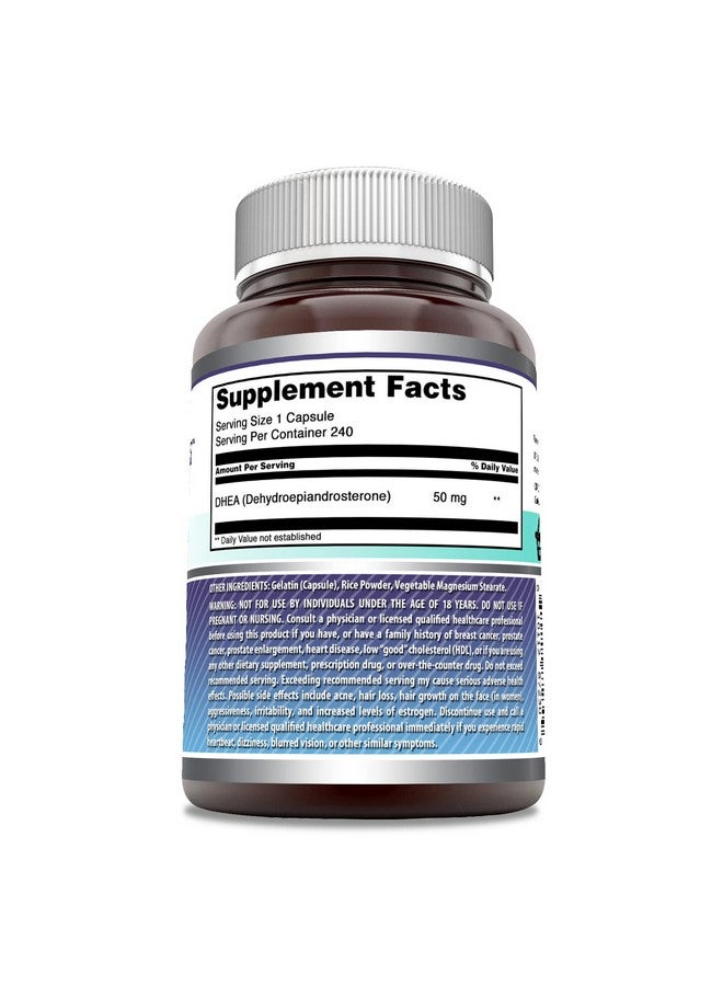 Amazing Nutrition أمزينغ فورمولا DHEA 50 ملغ لكل حصة 240 كبسولة مكمل | خالي من الكائنات المعدلة وراثيًا | خالي من الغلوتين | صنع في الولايات المتحدة - Image 2