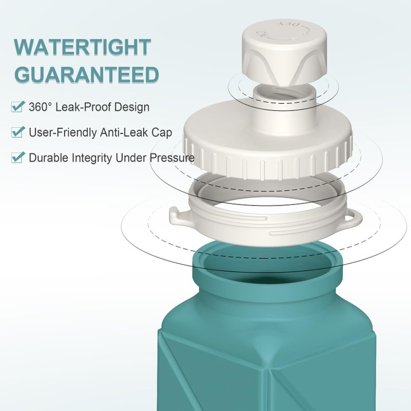 BEAUTAIL Collapsible Water Bottles 20.6oz (610 ml) 2 Pack, Silicone Foldable Portable Travel Water Bottle, BPA-free, Reusable Leakproof for Traveling Camping Hiking Cycling Sports Outdoor (Blue+DKBL) - Image 4