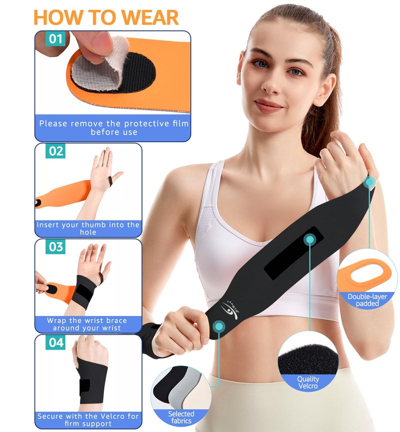 HiRui Ultra-Thin Elastic Wrist Brace Wrist Wraps, Compression Wrist Straps Support for Carpal Tunnel Arthritis Tendonitis Sprains Pain Relief Workout, Soft & Comfortable (Black (Pack of 1)) - Image 3