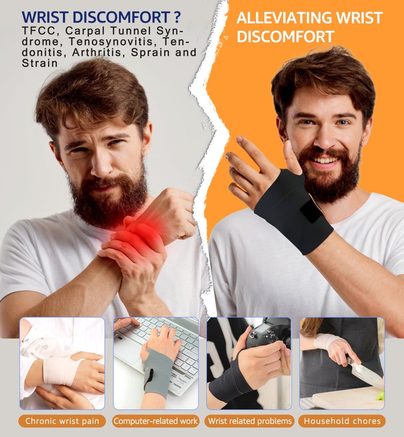 HiRui Ultra-Thin Elastic Wrist Brace Wrist Wraps, Compression Wrist Straps Support for Carpal Tunnel Arthritis Tendonitis Sprains Pain Relief Workout, Soft & Comfortable (Black (Pack of 1)) - Image 2