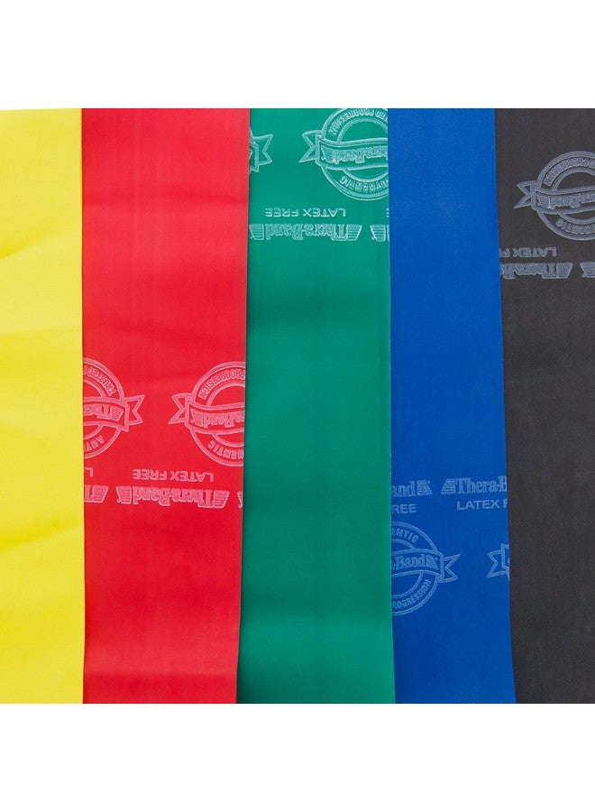 TheraBand Thera-Band 5 Band Latex Free Recovery Kits, Yellow/Red/Green/ Blue / Black, 5 Bands, 5 Feet( Length) x 4 Inches( Width) each - Image 1