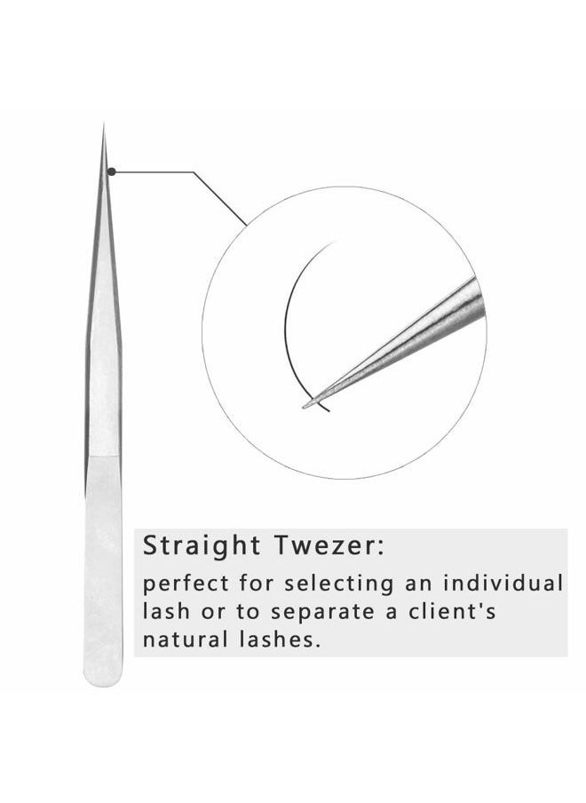 Eyelash Extension Tweezers 2 Pieces VETUS Straight and J Curved Tweezers for Eyelash Extensions Precision Lashing Tweezers Professional Tools for Isolation Classic Volume Lash Extensions