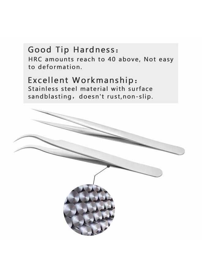 Eyelash Extension Tweezers 2 Pieces VETUS Straight and J Curved Tweezers for Eyelash Extensions Precision Lashing Tweezers Professional Tools for Isolation Classic Volume Lash Extensions