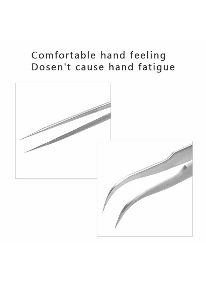 Eyelash Extension Tweezers 2 Pieces VETUS Straight and J Curved Tweezers for Eyelash Extensions Precision Lashing Tweezers Professional Tools for Isolation Classic Volume Lash Extensions