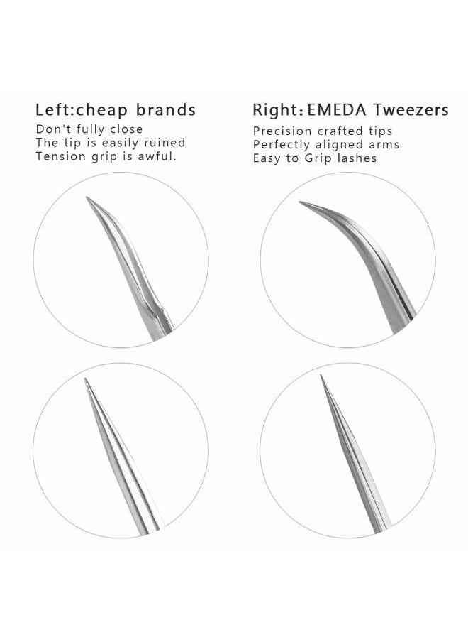 Eyelash Extension Tweezers 2 Pieces VETUS Straight and J Curved Tweezers for Eyelash Extensions Precision Lashing Tweezers Professional Tools for Isolation Classic Volume Lash Extensions