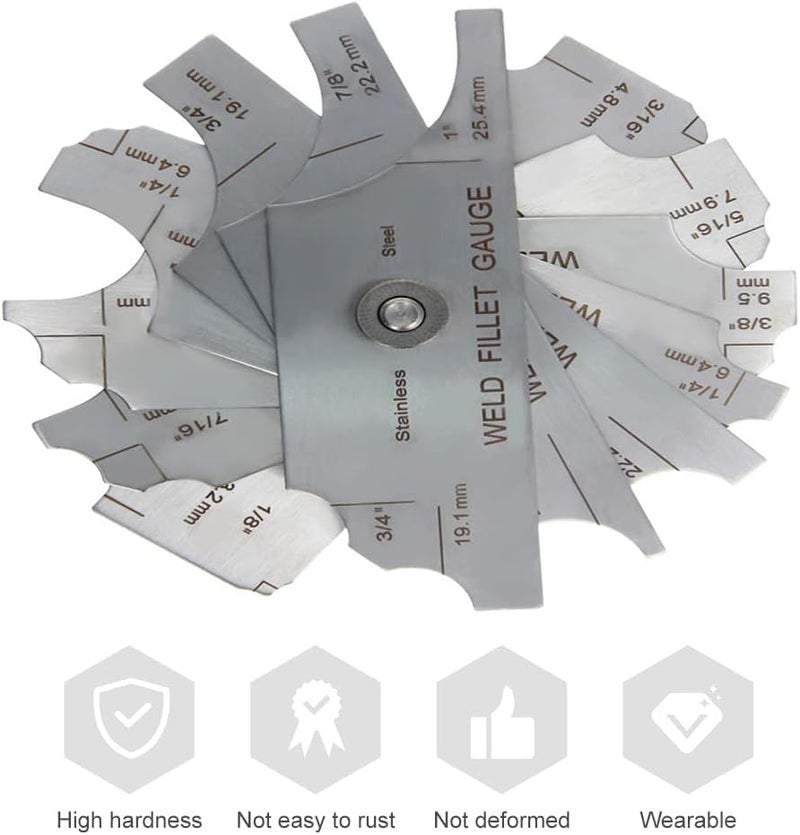 Utoolmart Fillet Weld Gauge Gage Set, Stainless Steel Welding Inspection Gauge, Metric & Inch Measurement Welding Gauge for checking Leg Length and Throat Thickness for Professional Welders 1pcs - Image 5