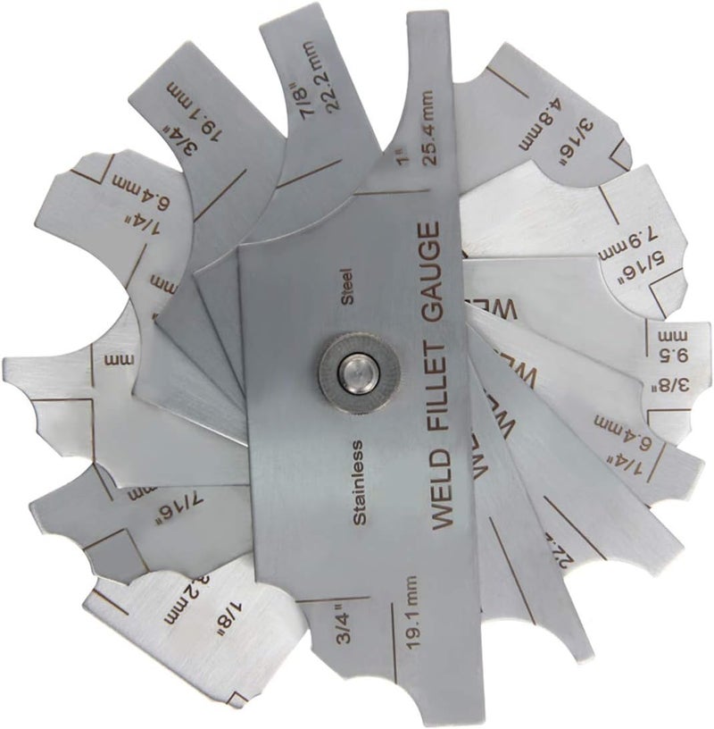 Utoolmart Fillet Weld Gauge Gage Set, Stainless Steel Welding Inspection Gauge, Metric & Inch Measurement Welding Gauge for checking Leg Length and Throat Thickness for Professional Welders 1pcs - Image 2