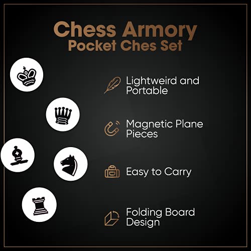 Chess Armory Pocket Chess Set - Portable Mini Chess Set for Adults and Youth - Mini Chess Board to Take Anywhere for an Unforgettable, Mind-Sharpening Chess Game - Image 3
