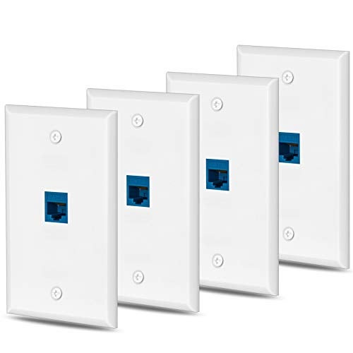 Ubrand 4 Packs cat6 Ethernet Wall Plate Outlet 1 Port RJ45 Network Female to Female Keystone Wall Coupler Jack Plate - Blue - Image 1