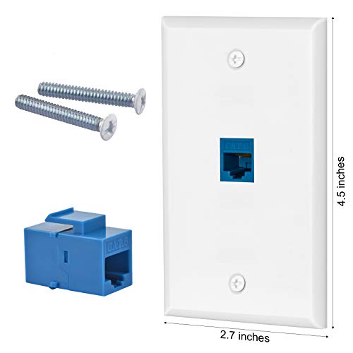 Ubrand 4 Packs cat6 Ethernet Wall Plate Outlet 1 Port RJ45 Network Female to Female Keystone Wall Coupler Jack Plate - Blue - Image 3