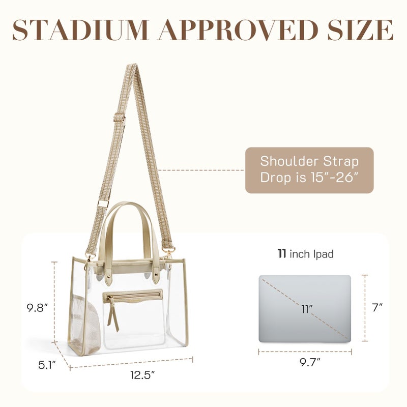 Missnine Clear Bag for Stadium Events Thick PVC Clear Tote Bag for Women with Guitar Strap for Sports Concert Beach - Image 5