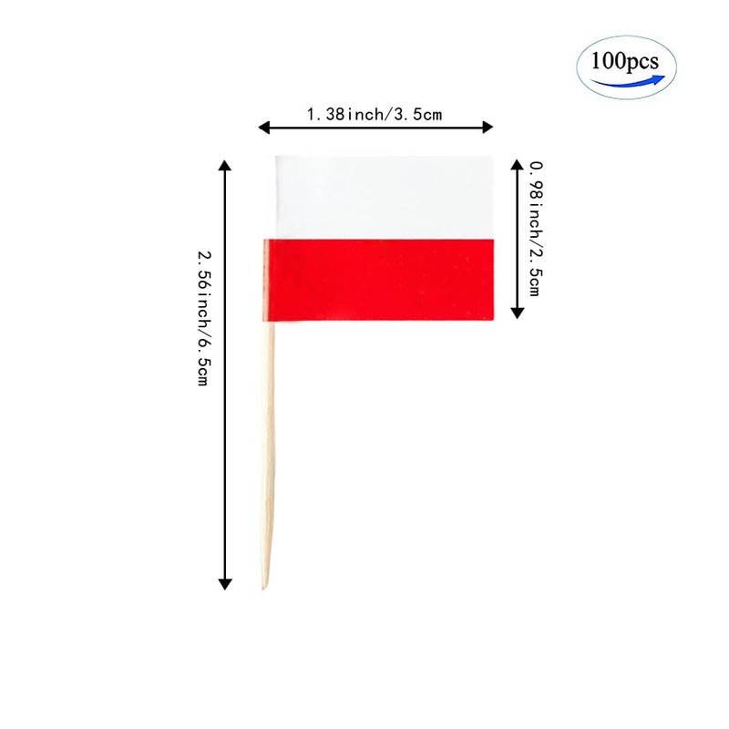 mflagperft Poland Flag Polish Small Toothpick Mini Cupcake Flags Decorations (100 pcs) - Image 2